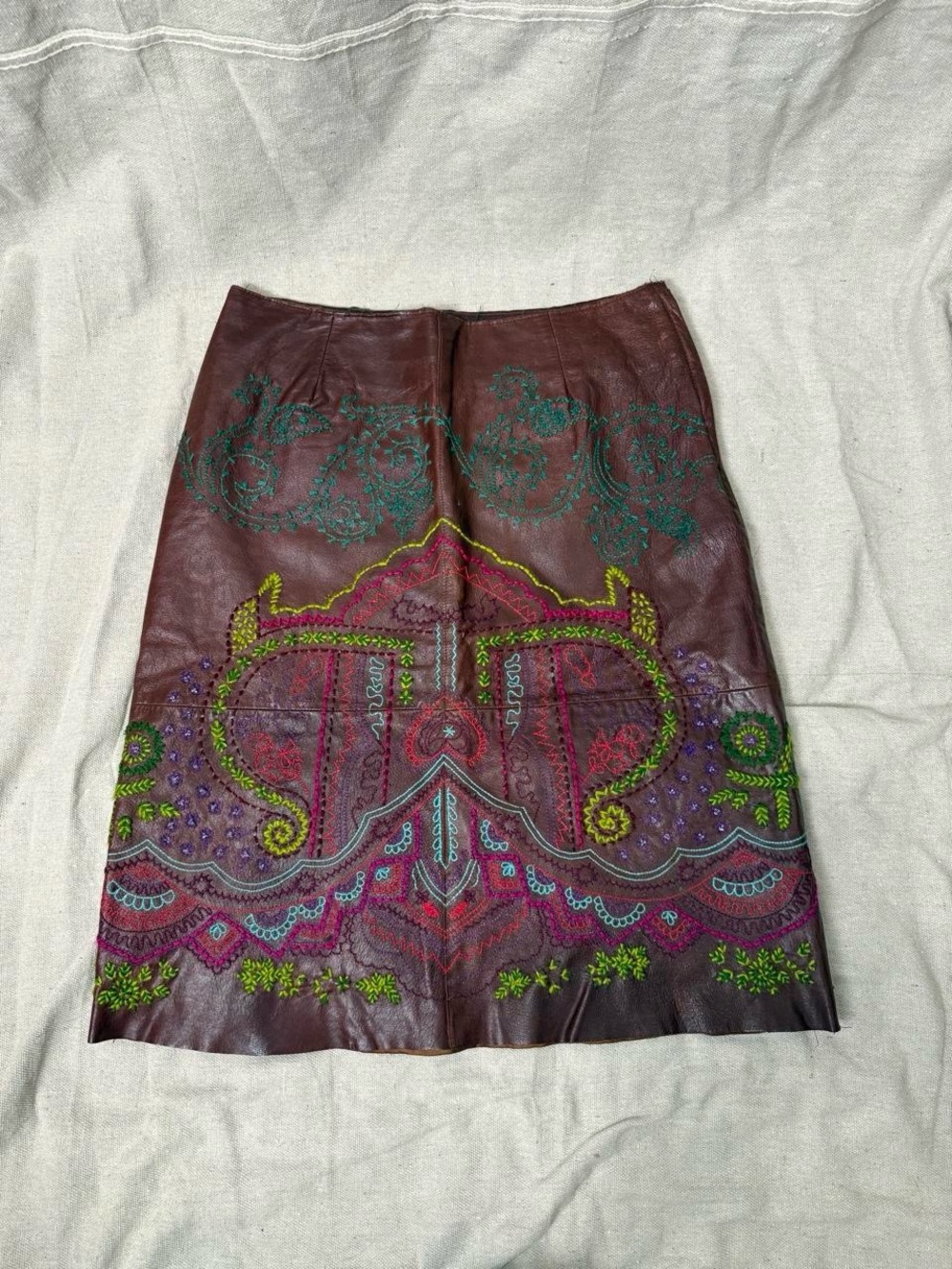 Anthropologie Sleeping on Snow leather skirt